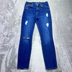 7‎ For All Mankind Blair Ankle Skinny Jeans Dark Wash Distressed Sz 26 Fits 25"